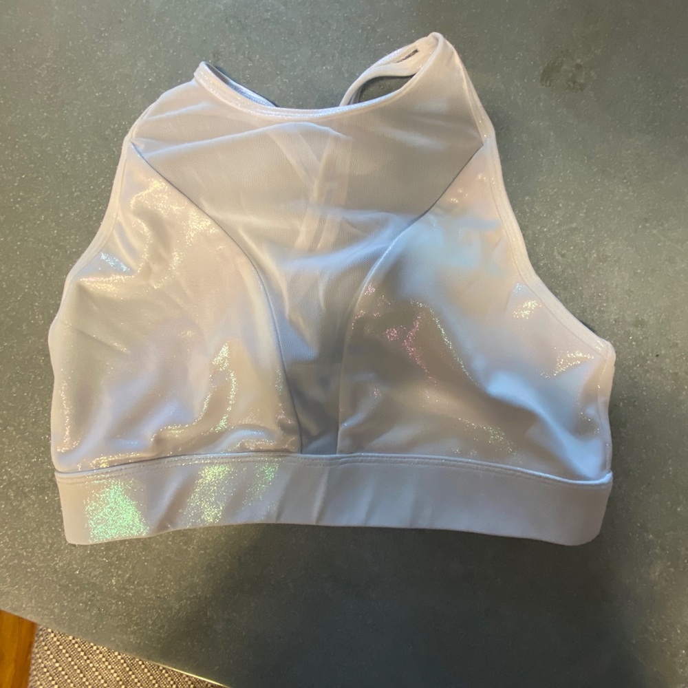 Carbon38 white pearl sport bra small